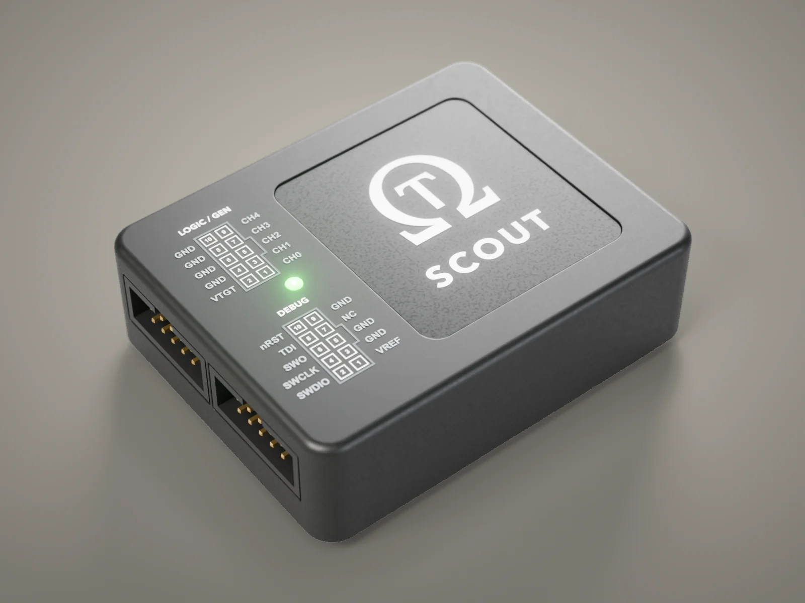 Scout wireless debug probe in a black case